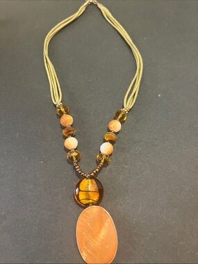 Glass Beaded Leather Necklace